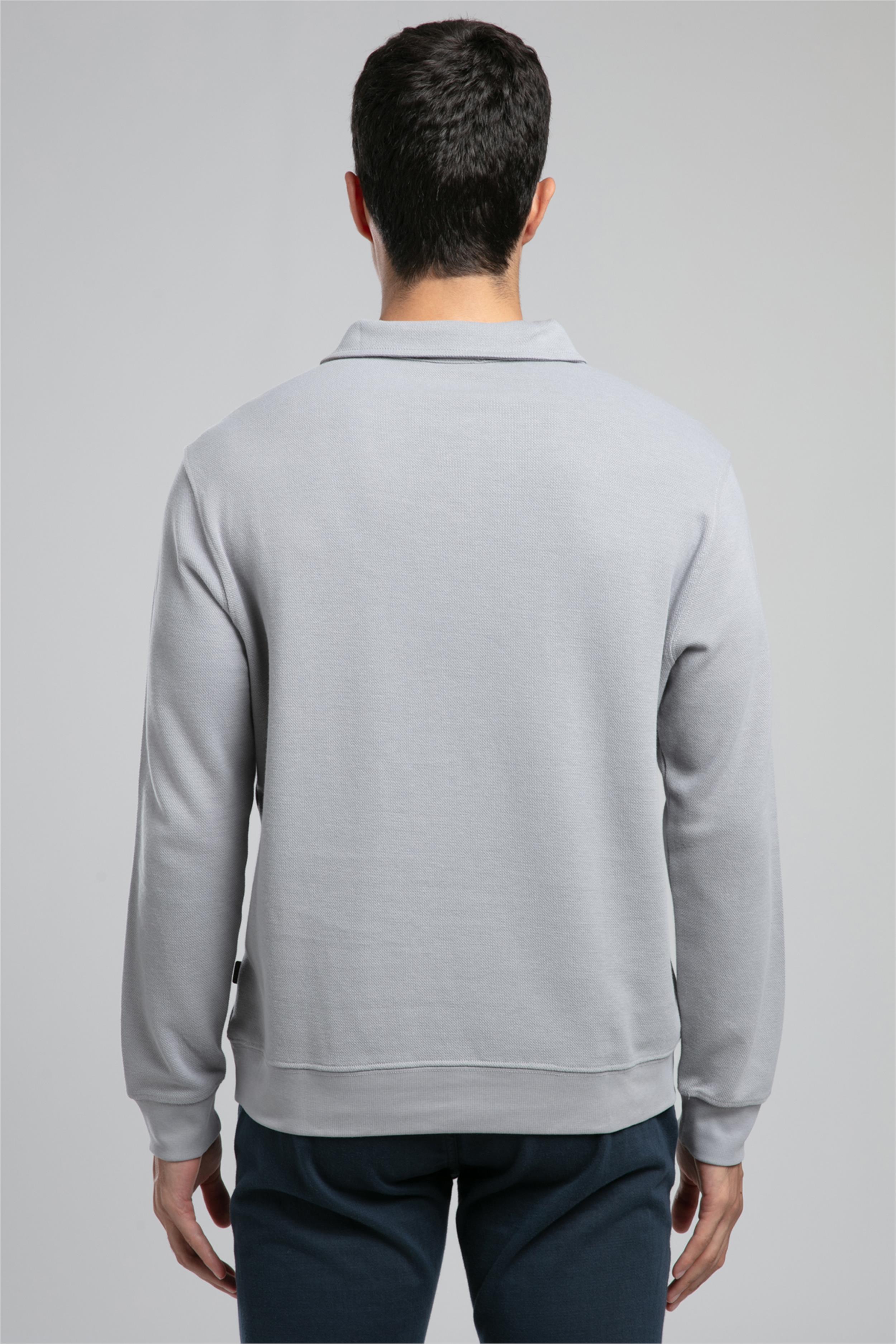 Gale Erkek Polo Yaka Sweatshirt Gri