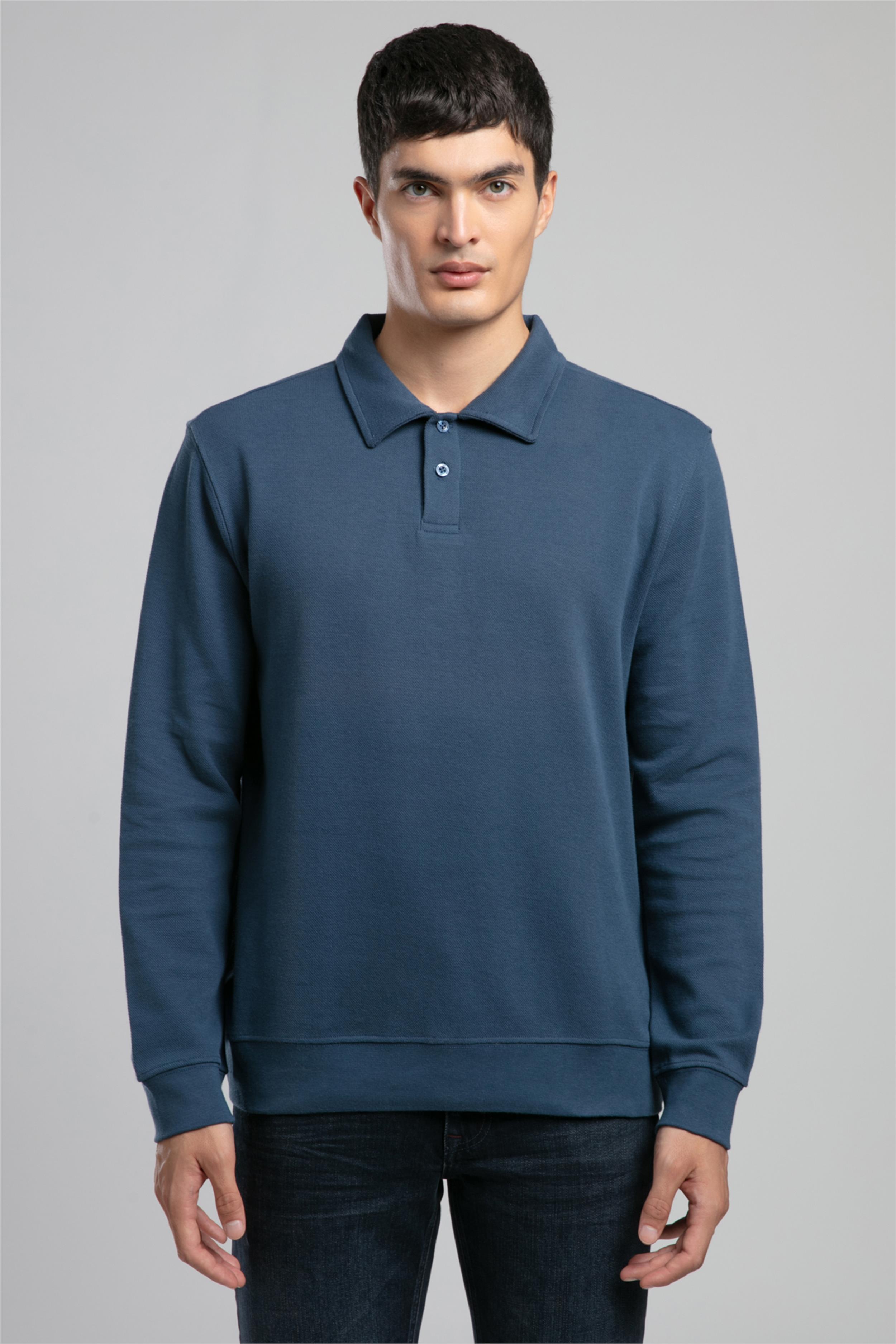 Gale Erkek Polo Yaka Sweatshirt Mavi