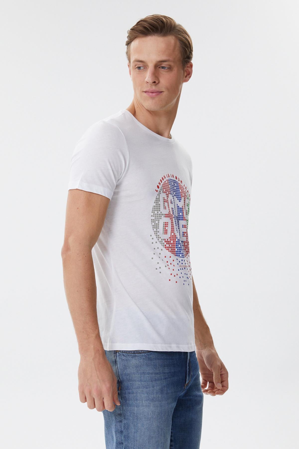 Gameover Erkek %100 Pamuk Bisiklet Yaka T-Shirt Beyaz