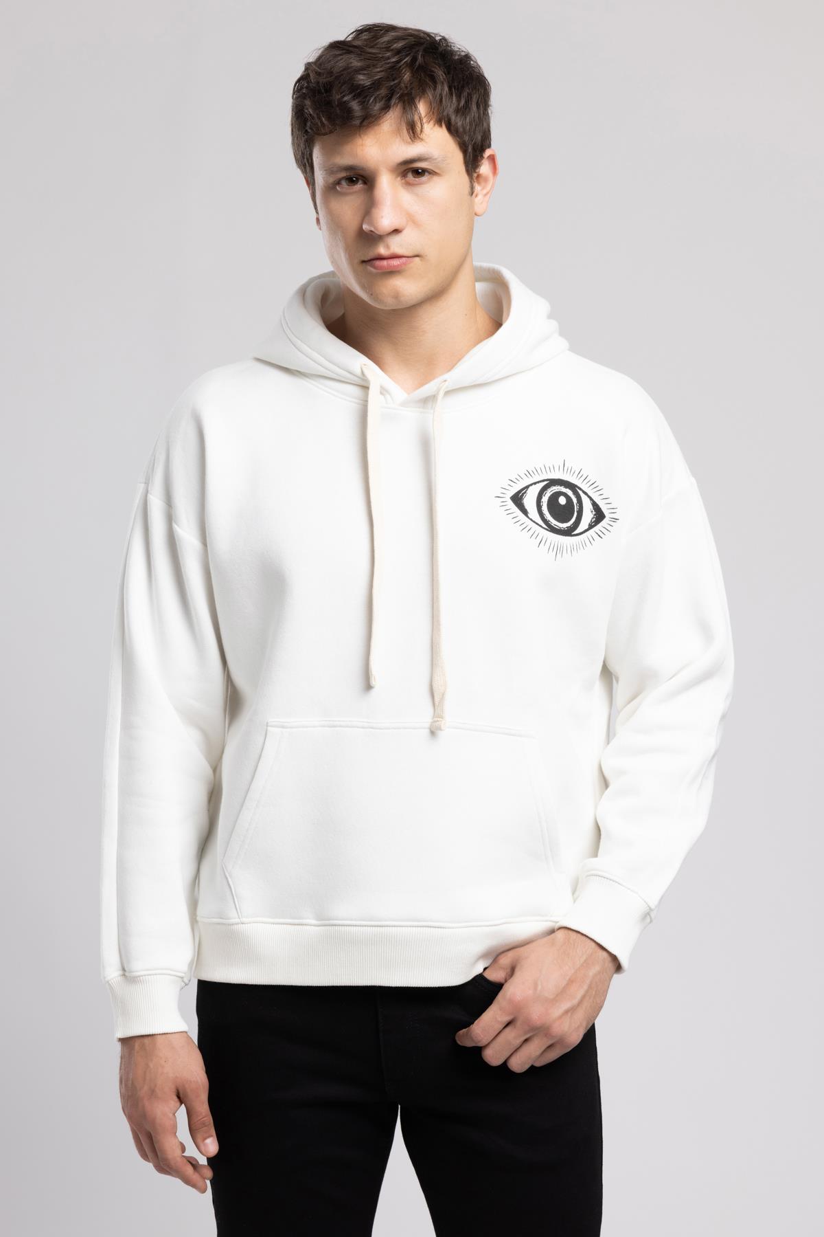 Garci Erkek Kapüşonlu Sweatshirt Beyaz