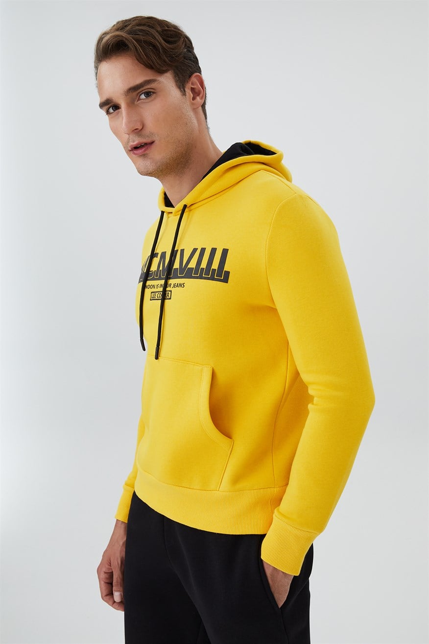 Garen Erkek Kapüşonlu Sweatshırt Koyu Sarı