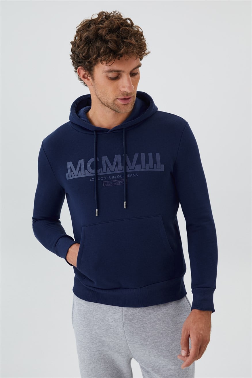 Garen Erkek Kapüşonlu Sweatshırt Lacivert