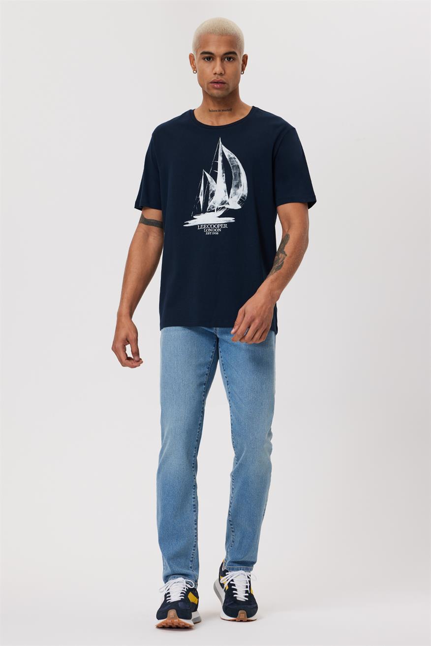 Gawain Erkek %100 Pamuk O Yaka T-Shirt Lacivert
