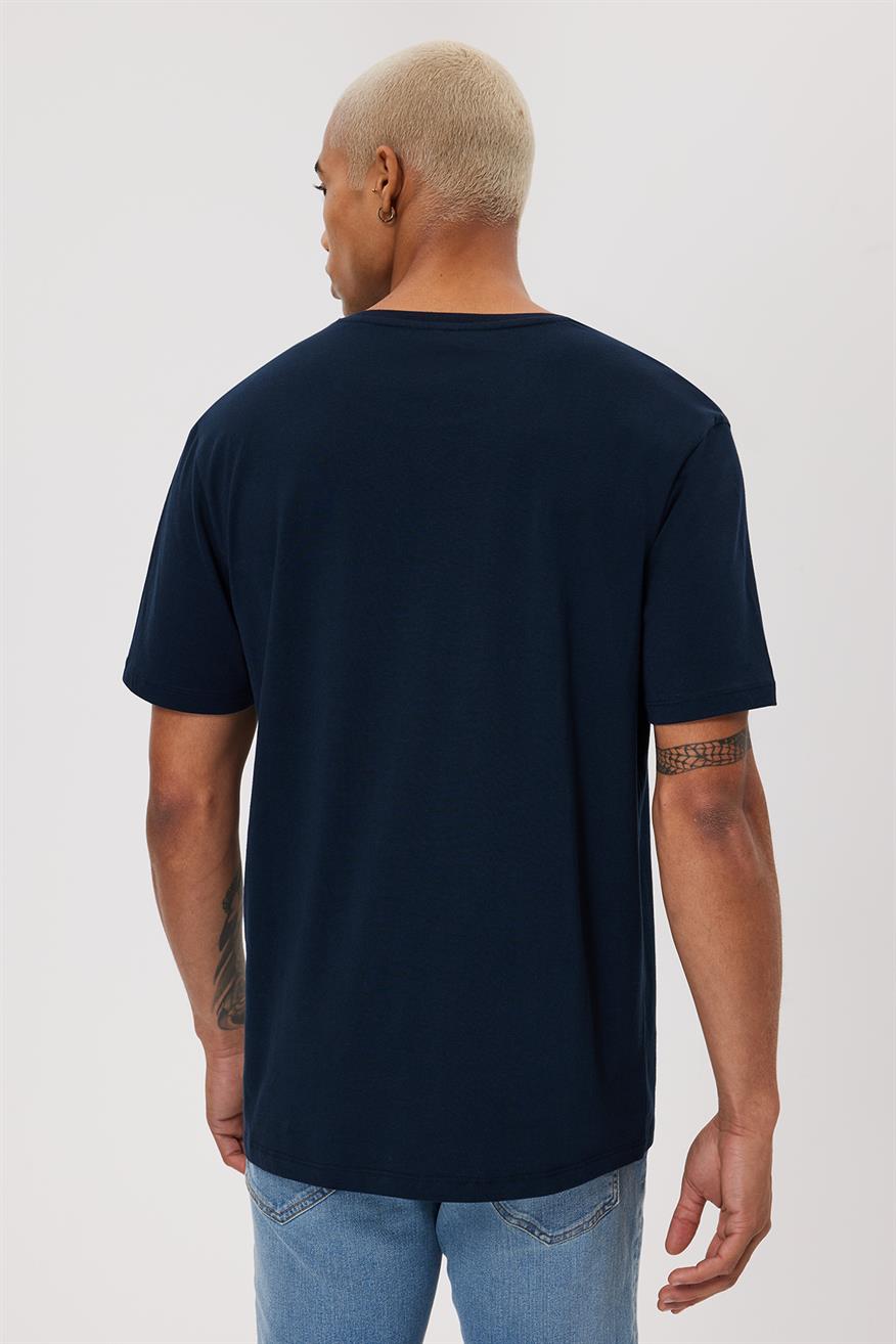Gawain Erkek %100 Pamuk O Yaka T-Shirt Lacivert