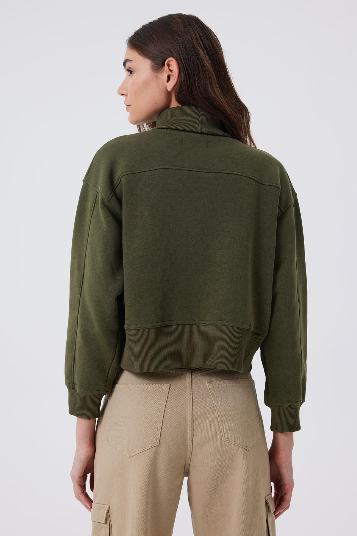 Gloria Kadın %100 Pamuk Sweatshirt Haki 