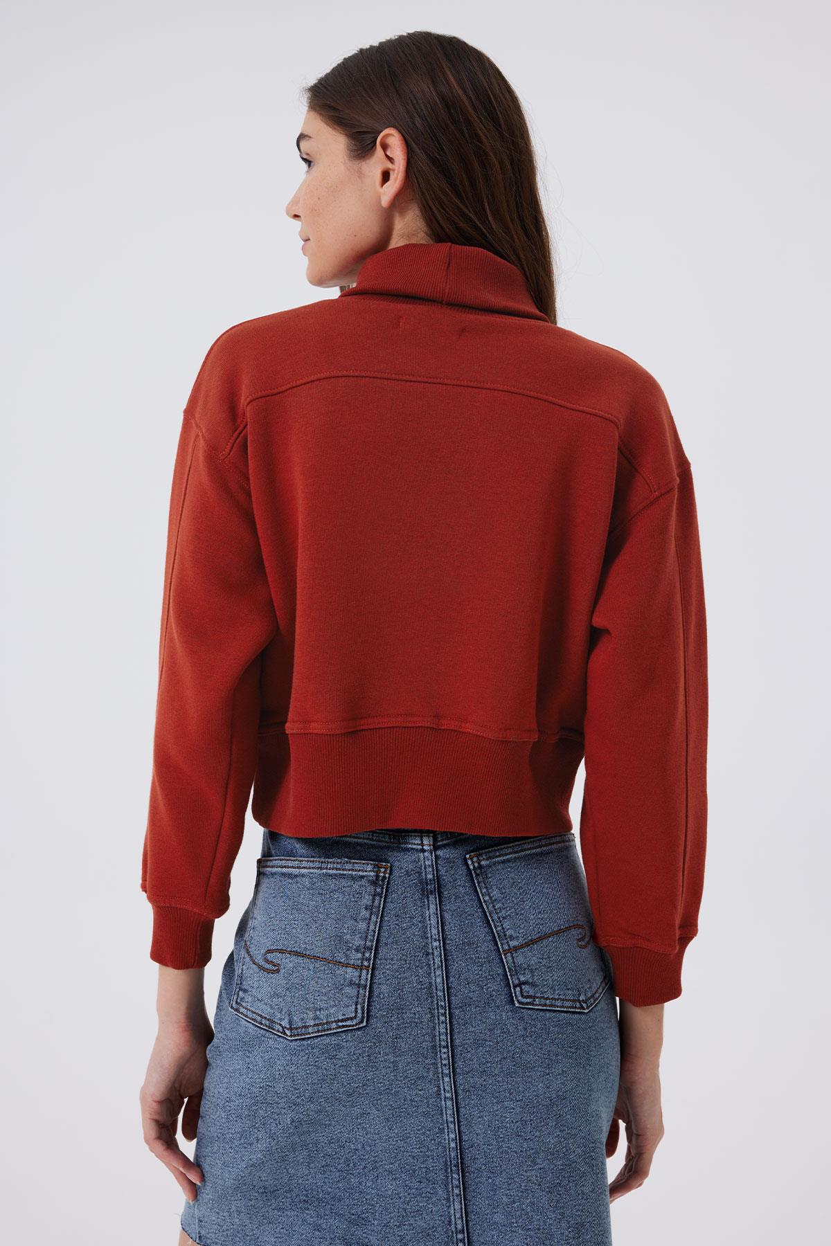 Gloria Kadın %100 Pamuk Sweatshirt Kiremit 