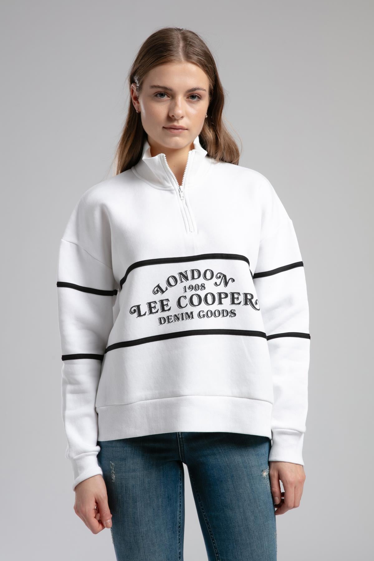 Grace Kadın Dik Yaka Sweatshirt Beyaz