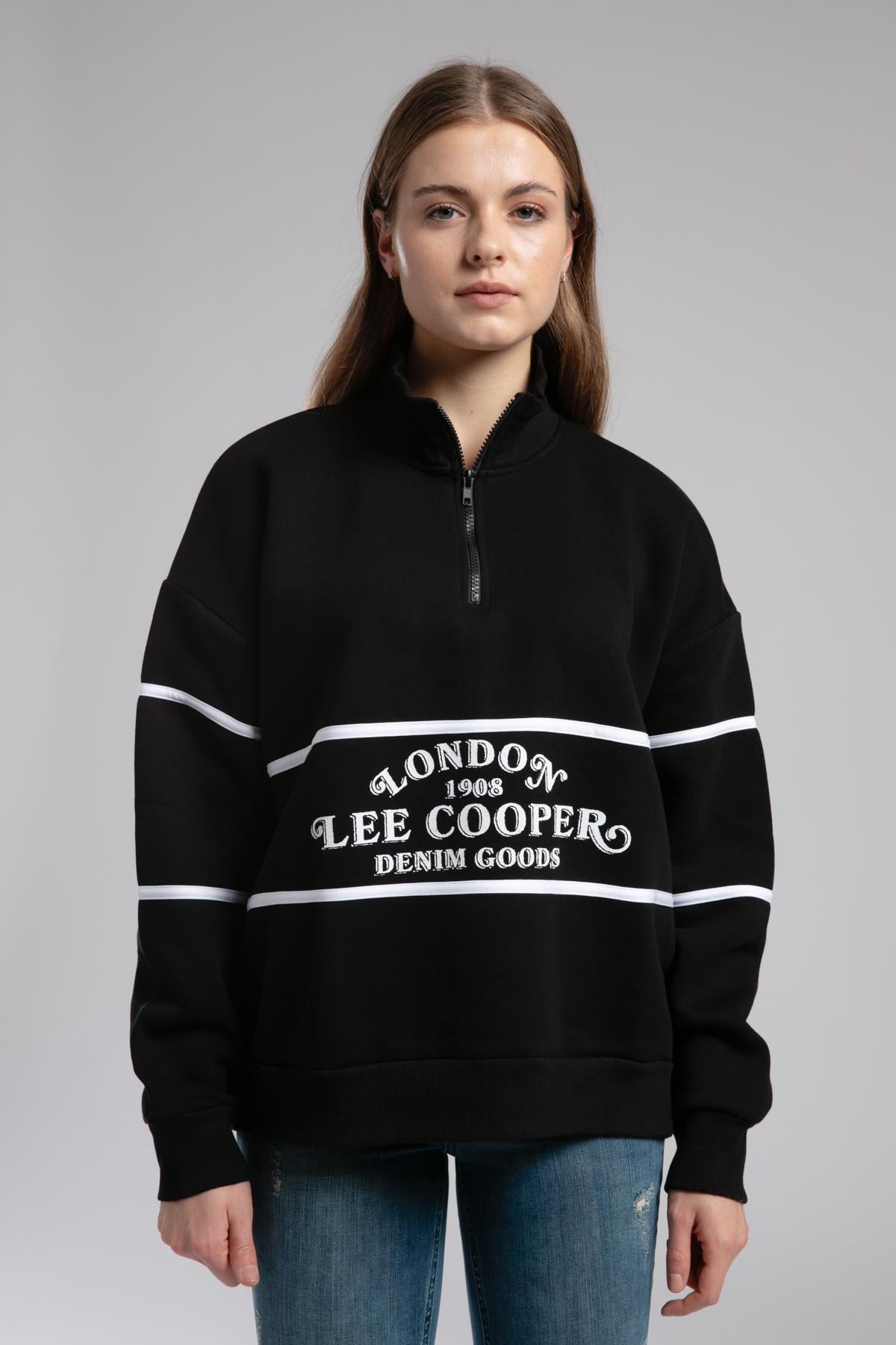Grace Kadın Dik Yaka Sweatshirt Siyah