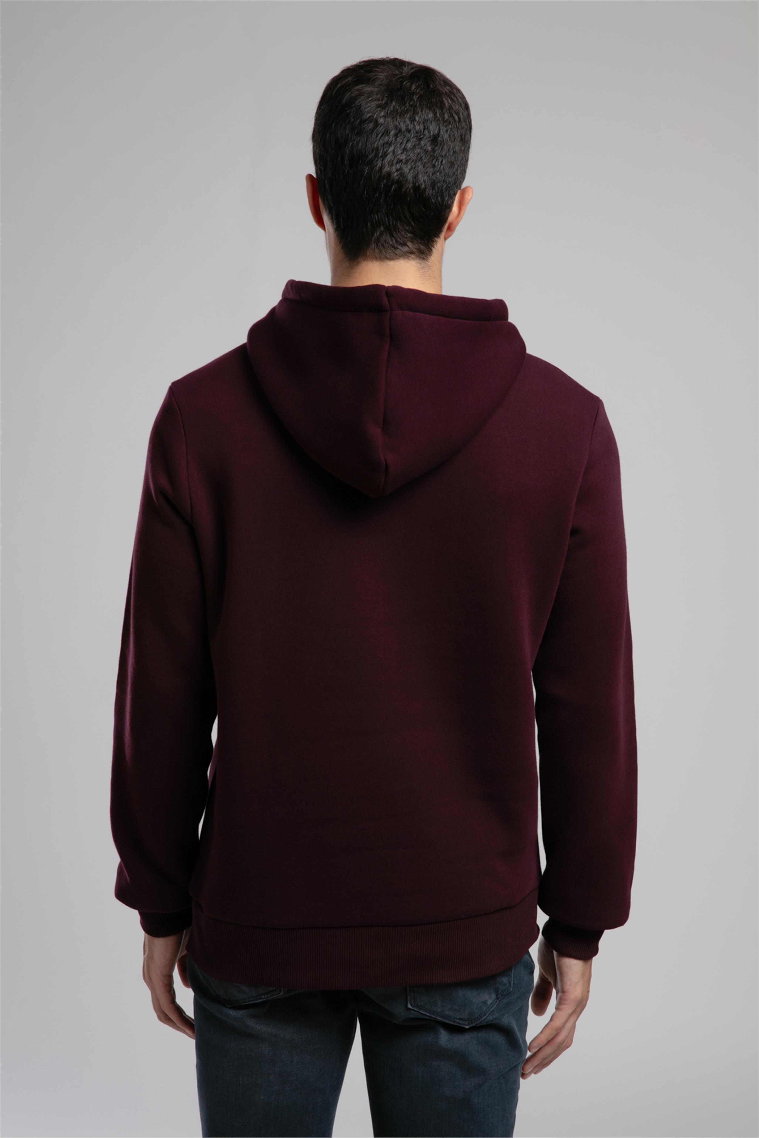 Greg Erkek Kapüşonlu Sweatshirt Mürdüm