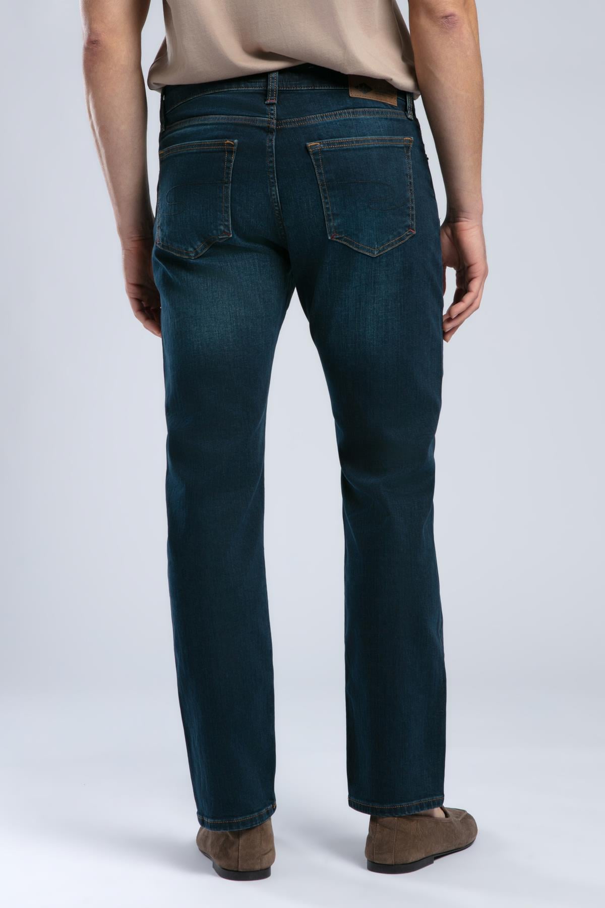 Harry Erkek Straıght Normal Kesim Normal Bel Düz Paça Jean Pantolon Mavi
