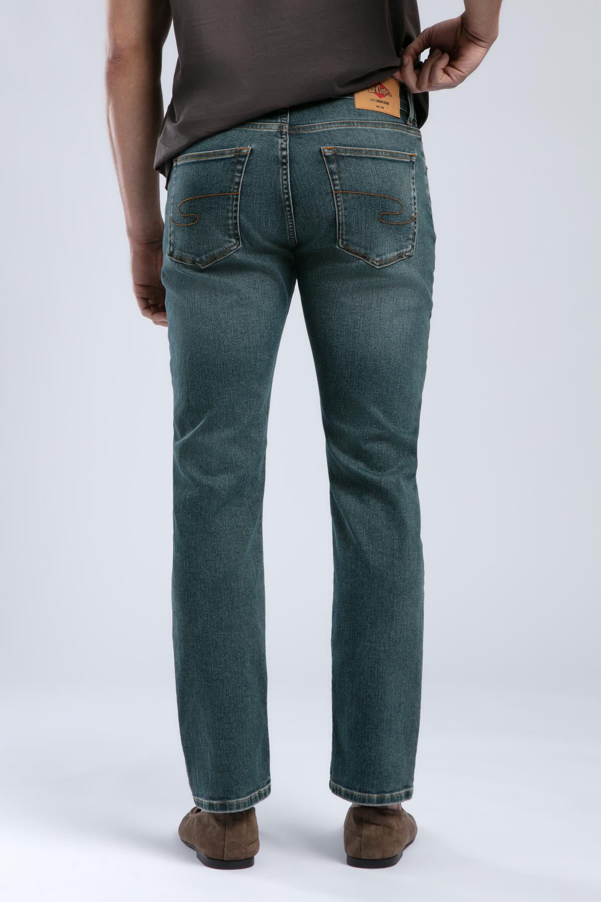 Harry Erkek Straıght Normal Kesim Normal Bel Düz Paça Jean Pantolon Yeşil