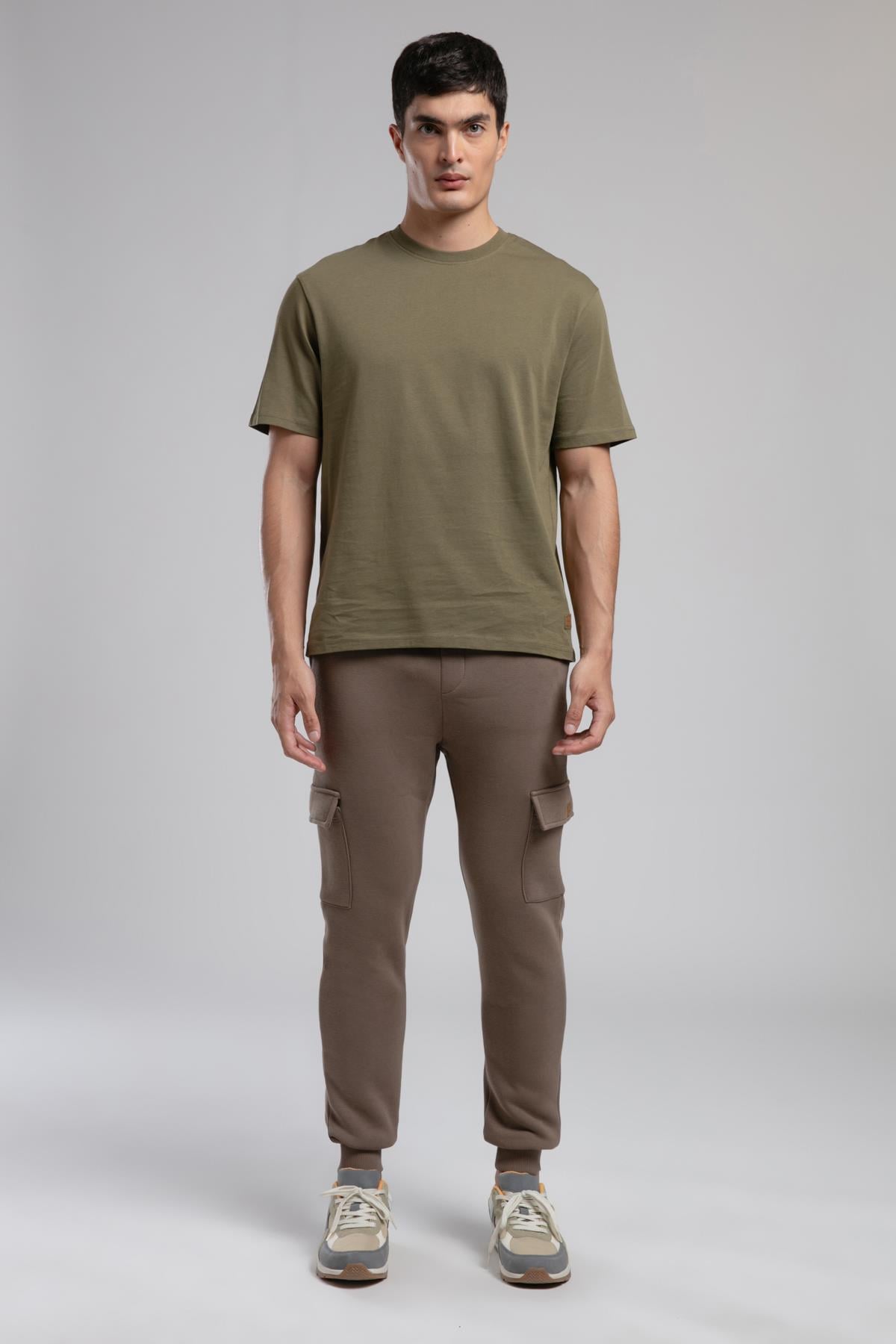Hevass Erkek O Yaka Kısa Kol T-Shirt Haki