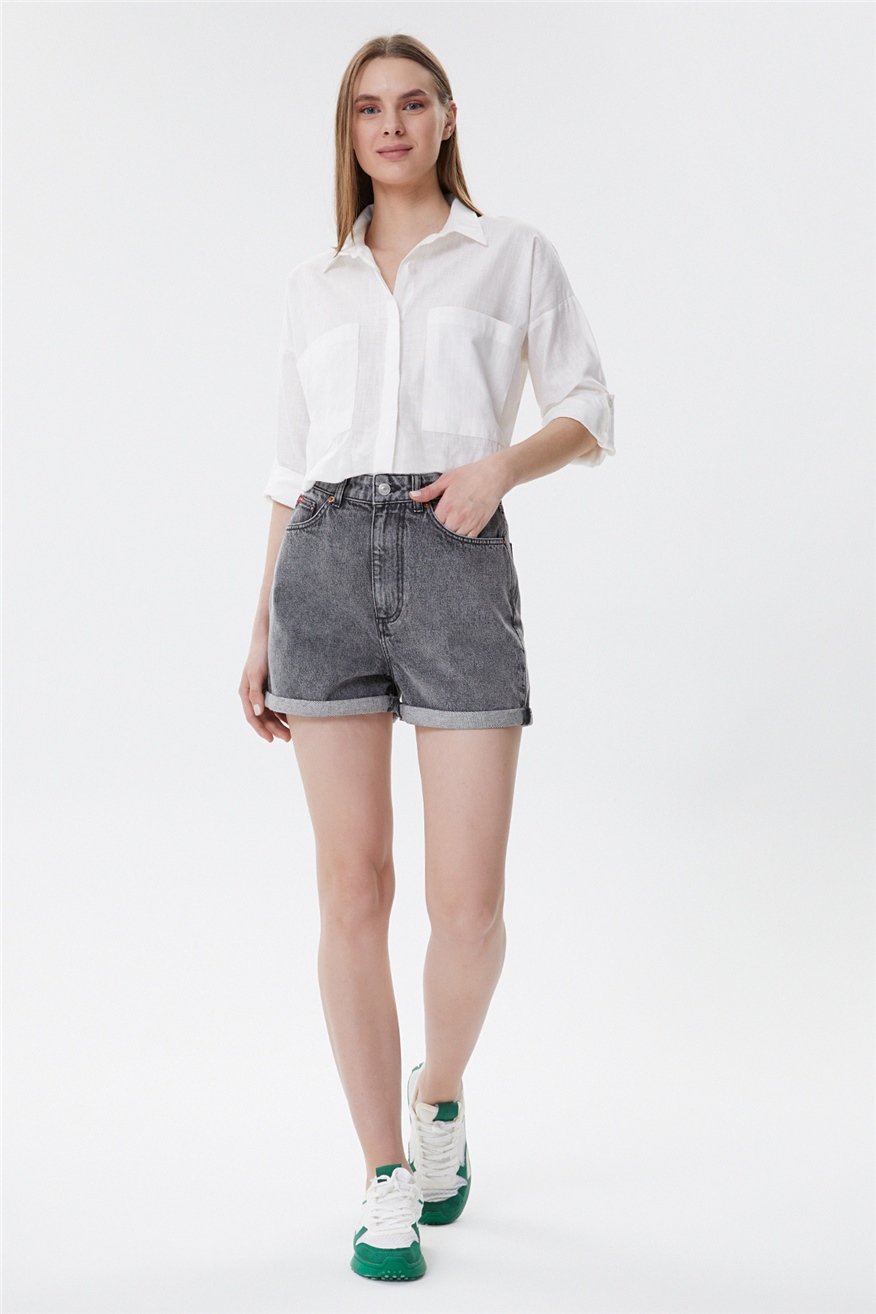 Holly 1 Kadın %100 Pamuk Jean Şort Denim