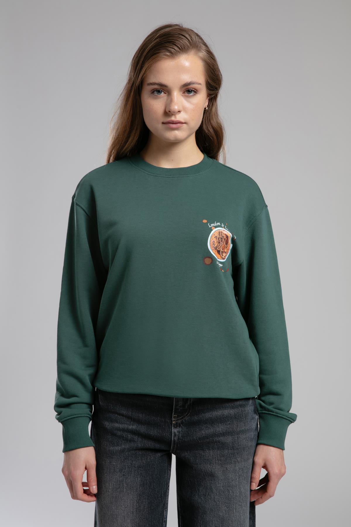 Iona Kadın O Yaka Sweatshirt Zümrüt