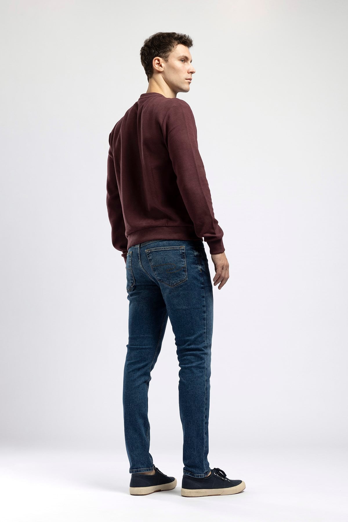 Jack Erkek Slim Yüksek Bel Dar Paça Jean Mavi
