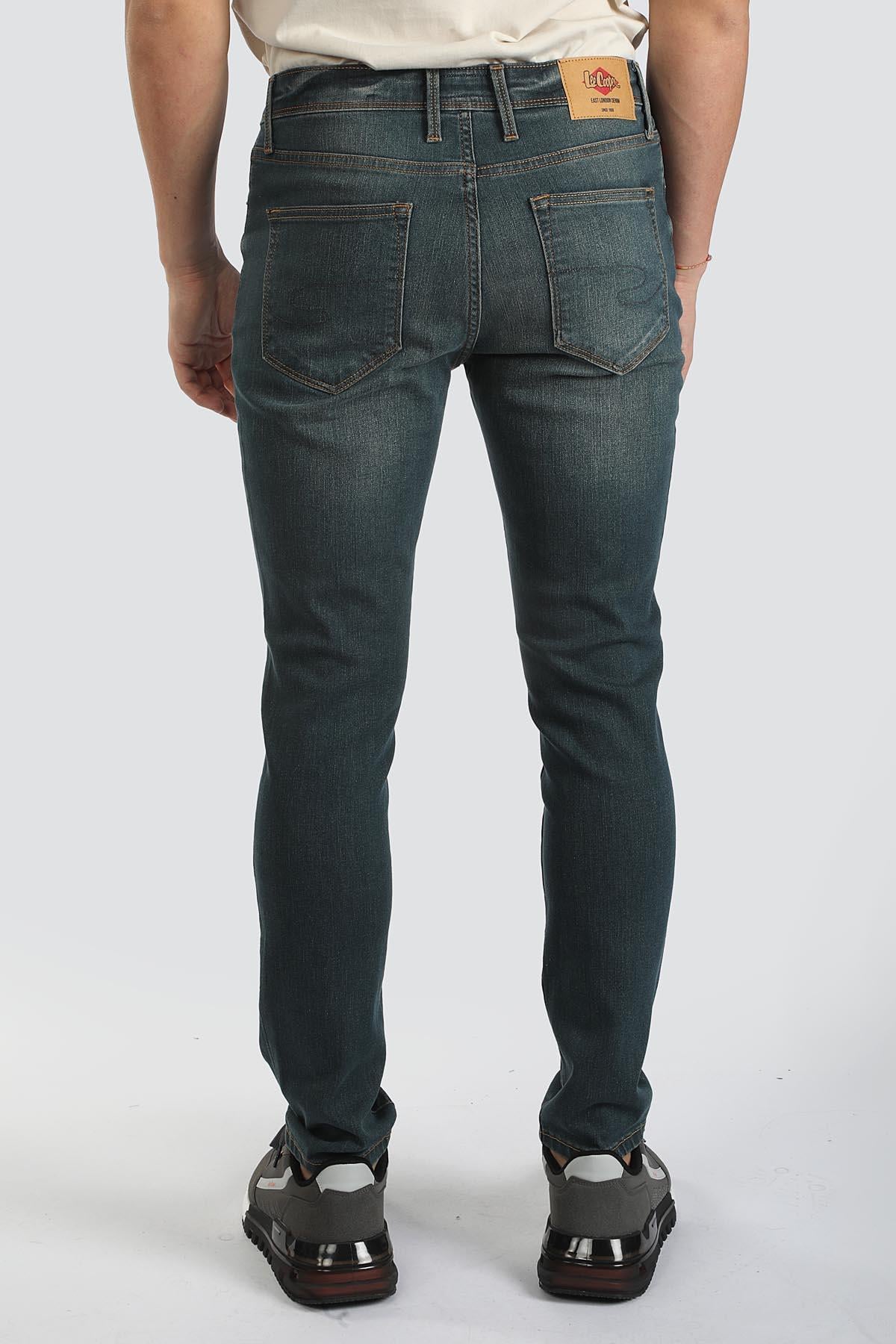 Jack Erkek Slım Dar Kesim Yüksek Bel Dar Paça Jean Pantolon Yeşil