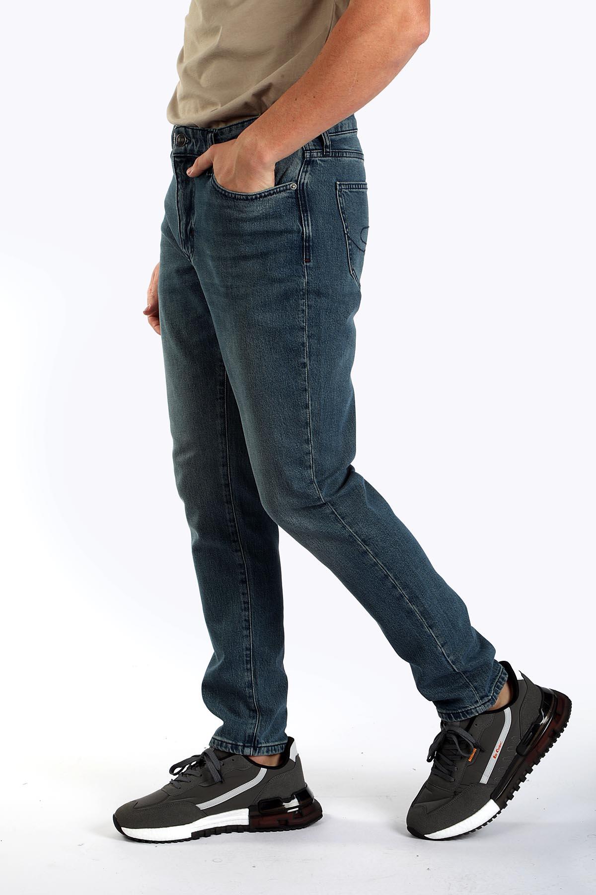 Jack Erkek Slım Dar Kesim Yüksek Bel Dar Paça Jean Pantolon Mavi