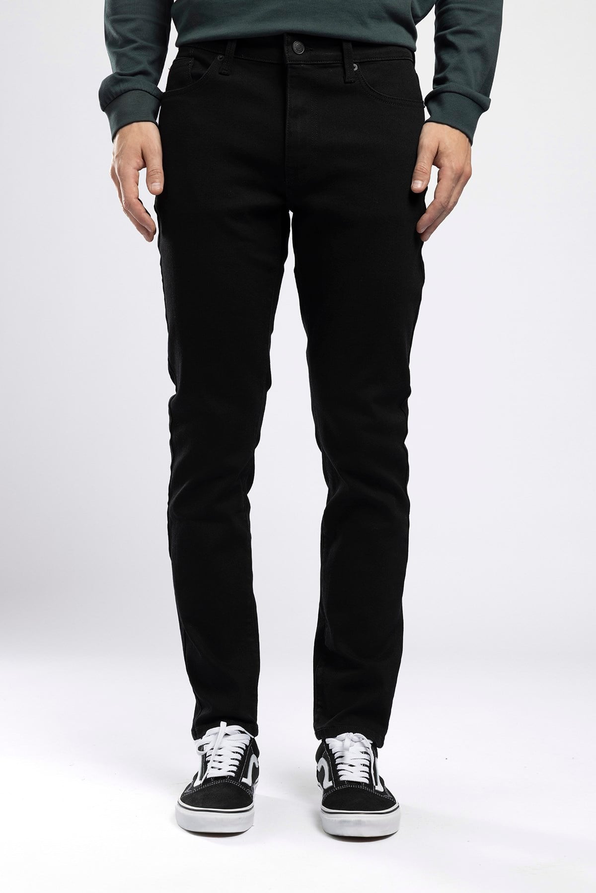 Jack Erkek Slim Yüksek Bel Dar Paça Jean Siyah