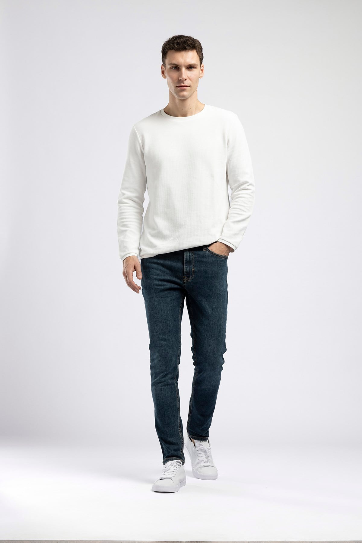 Jack Erkek Slim Yüksek Bel Dar Paça Jean Mavi