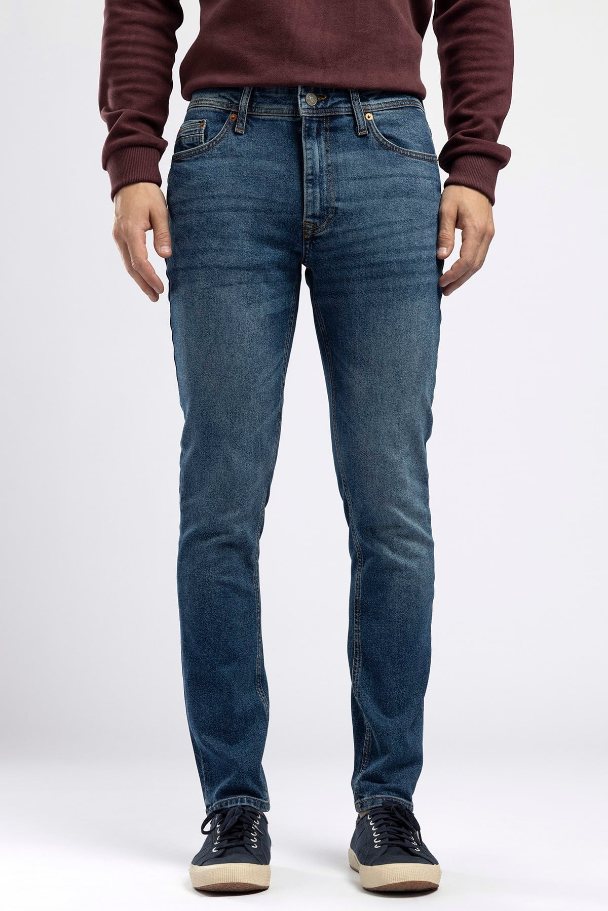Jack Erkek Slim Yüksek Bel Dar Paça Jean Mavi