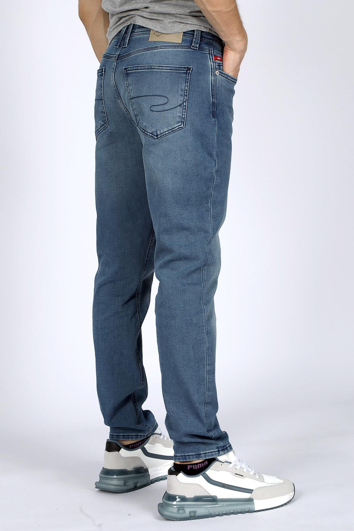Jack Erkek Slım Dar Kesim Yüksek Bel Dar Paça Jean Pantolon Mavi
