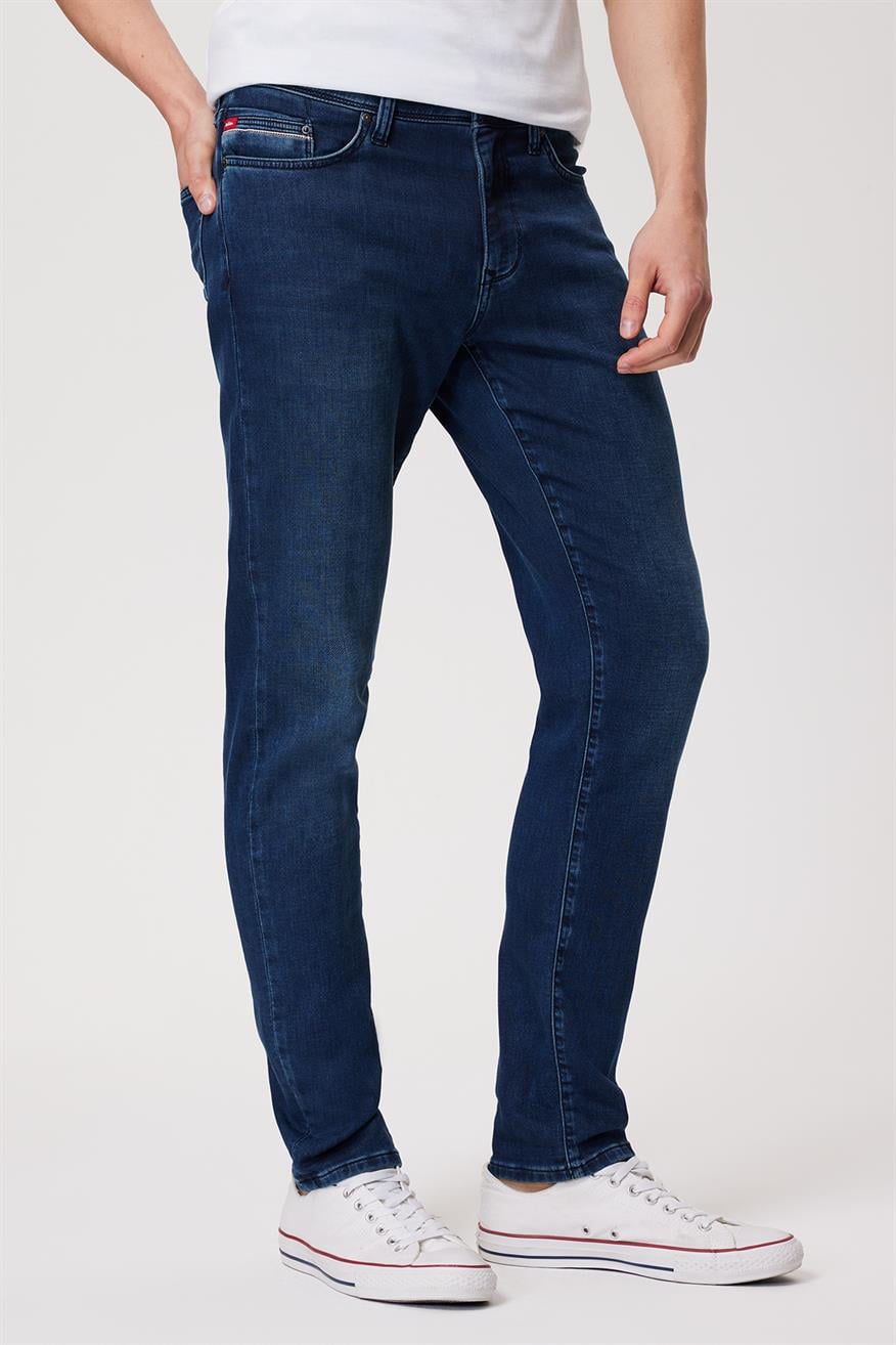 Jack Erkek Slım Dar Kesim Yüksek Bel Dar Paça Jean Pantolon Mavi