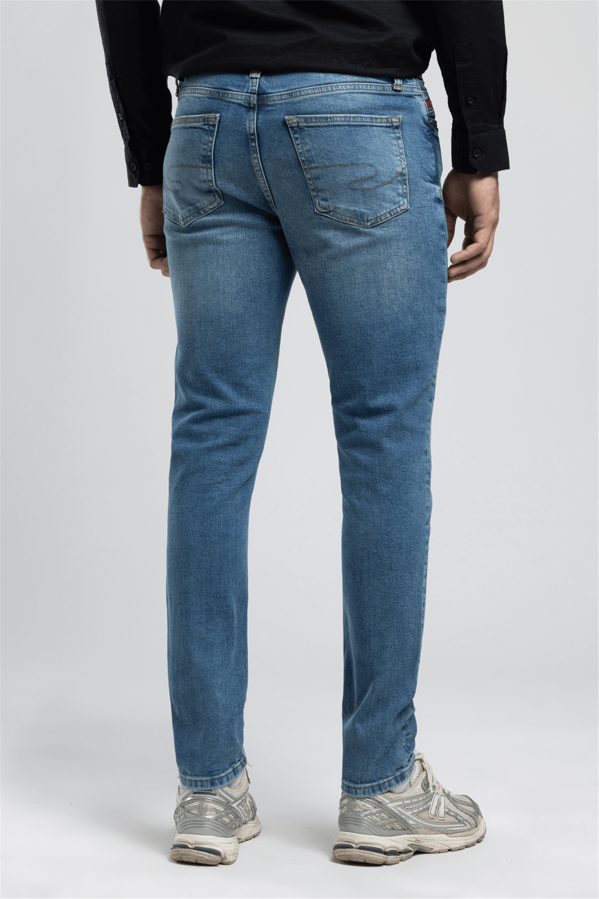 Jack Erkek Slım Dar Kesim Yüksek Bel Dar Paça Jean Pantolon Mavi