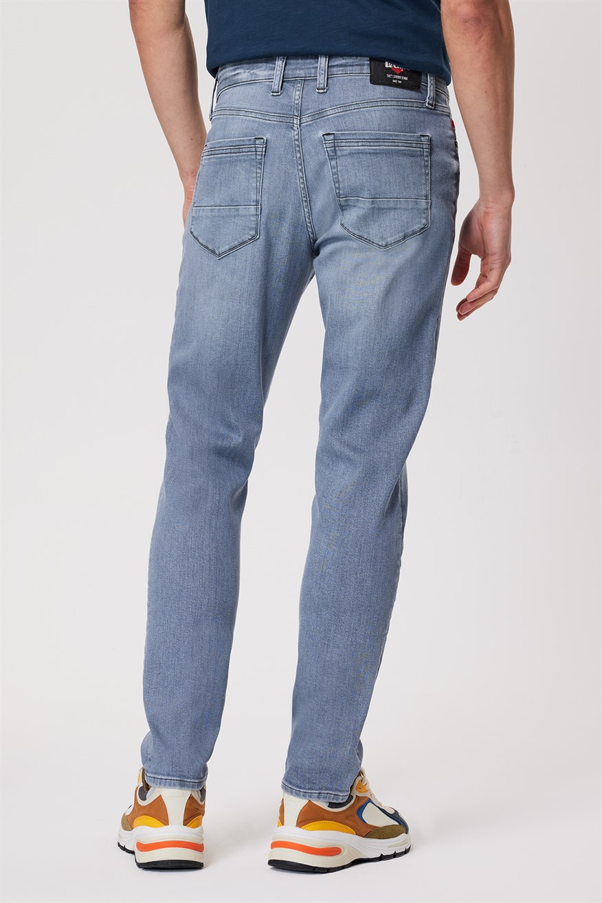 Jack Erkek Slım Dar Kesim Yüksek Bel Dar Paça Jean Pantolon Mavi