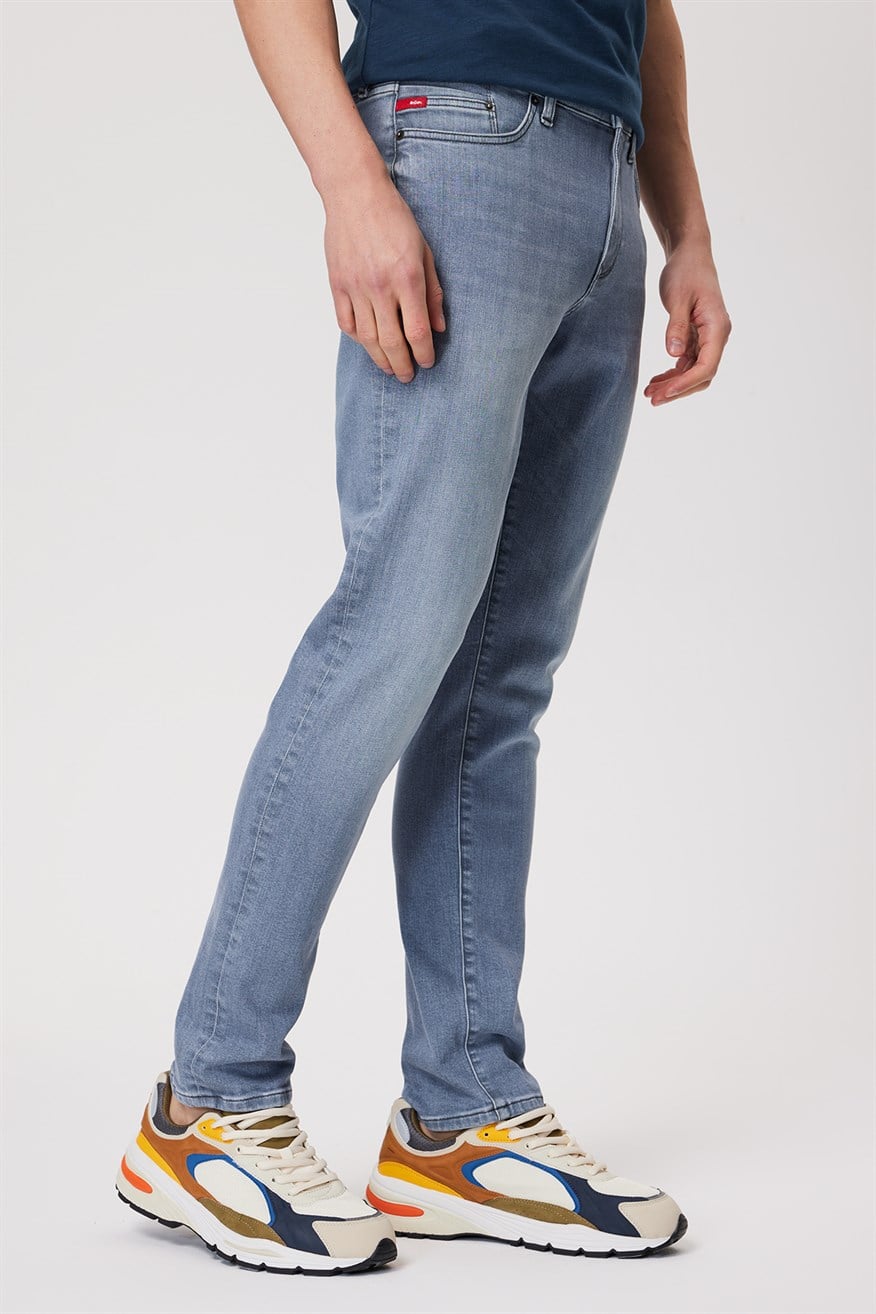Jack Erkek Slım Dar Kesim Yüksek Bel Dar Paça Jean Pantolon Mavi