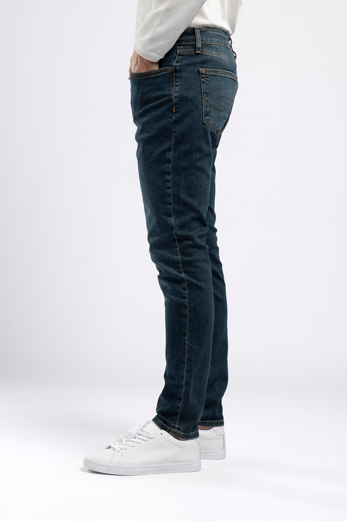 Jack Erkek Slim Yüksek Bel Dar Paça Jean Mavi