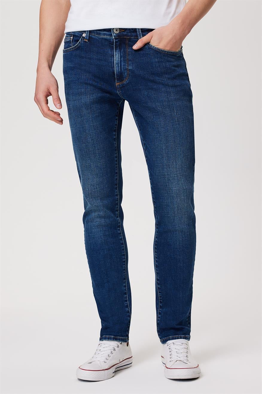 Jack Erkek Slım Dar Kesim Yüksek Bel Dar Paça Jean Pantolon Mavi