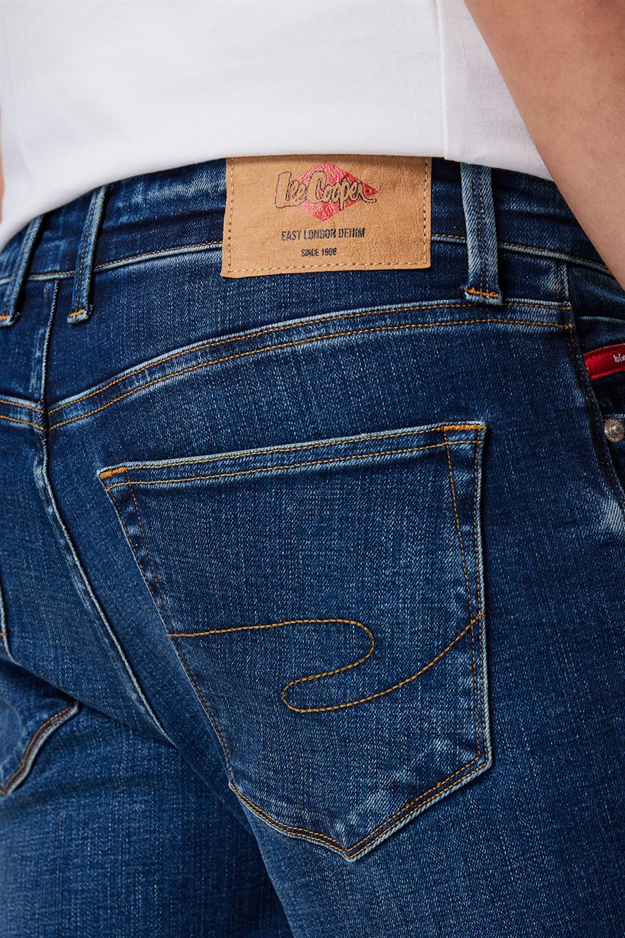 Jack Erkek Slım Dar Kesim Yüksek Bel Dar Paça Jean Pantolon Mavi