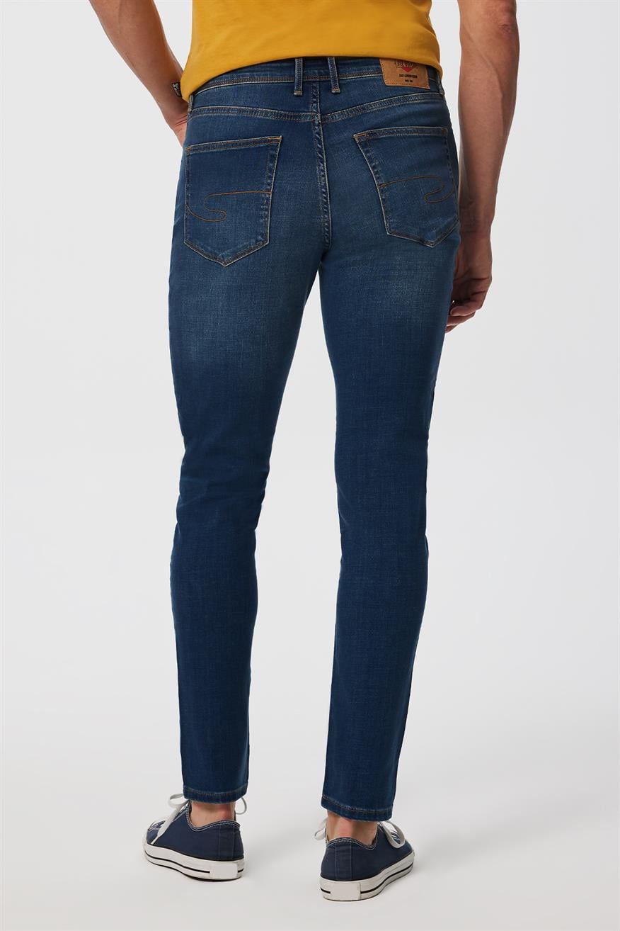 Jack Erkek Slım Dar Kesim Yüksek Bel Dar Paça Jean Pantolon Mavi