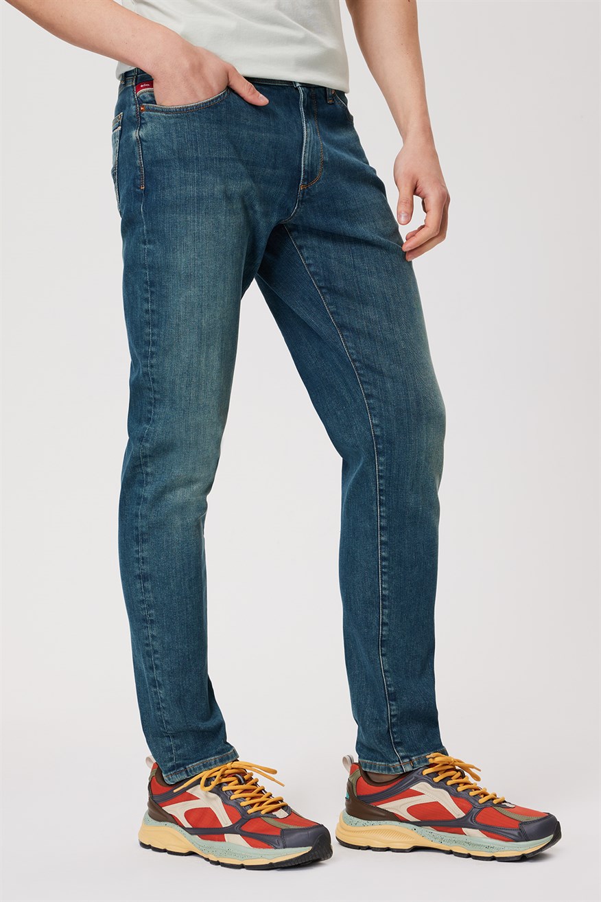 Jack Erkek Slım Dar Kesim Yüksek Bel Dar Paça Jean Pantolon Mavi