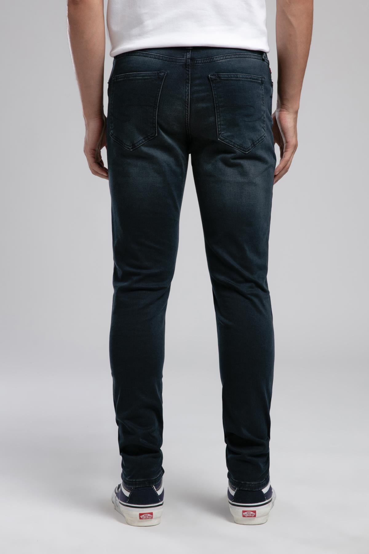 Jack Erkek Slım Dar Kesim Yüksek Bel Dar Paça Jean Pantolon Mavi