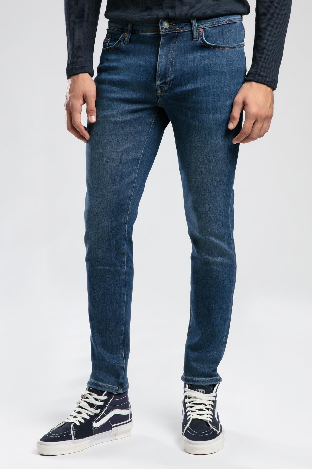 Jack Orta Bel Dar Kesim Dar Paça Mavi Erkek Jean Pantolon