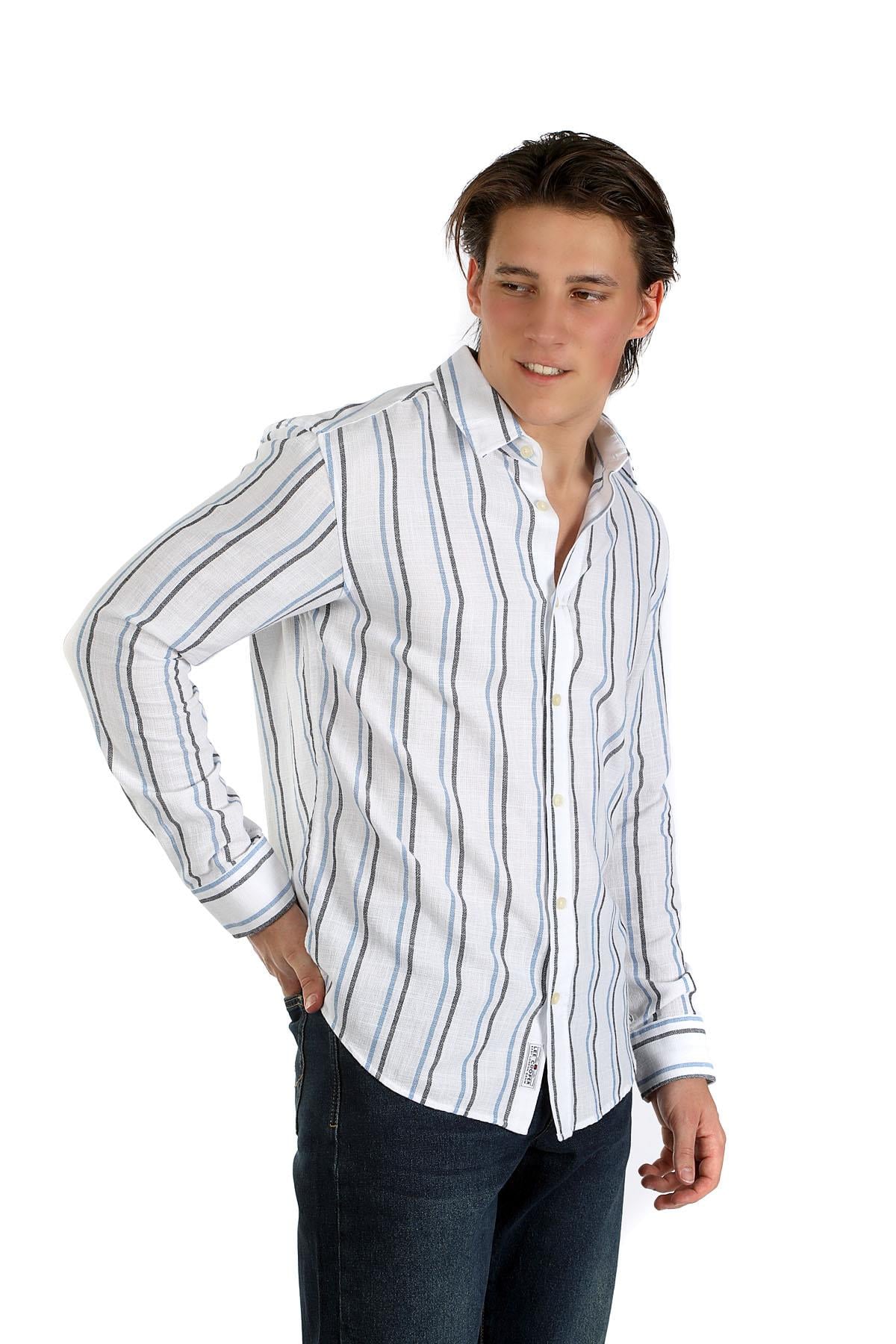 Jacob Erkek Dokuma Gömlek Lacivert-Mavi