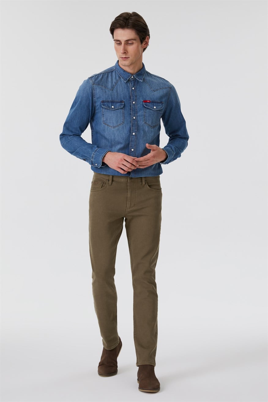 Jagger Chester Erkek Dokuma Pantolon Camel