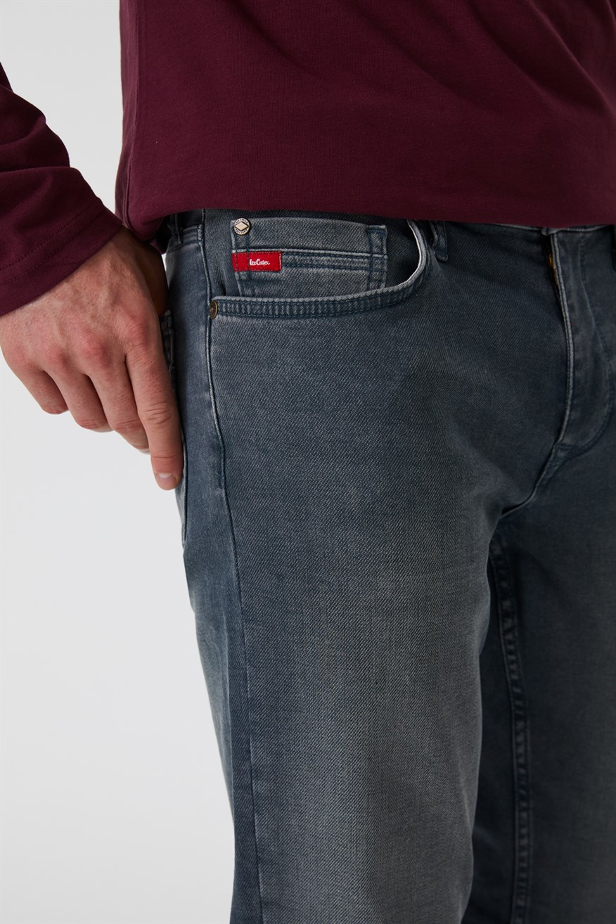 Jagger Erkek Slım Straıght Dar Kesim Normal Bel Düz Paça Jean Pantolon Gri