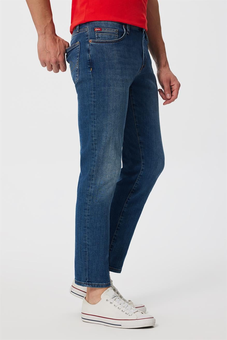 Jagger Erkek Slım Straıght Dar Kesim Normal Bel Düz Paça Jean Pantolon Mavi