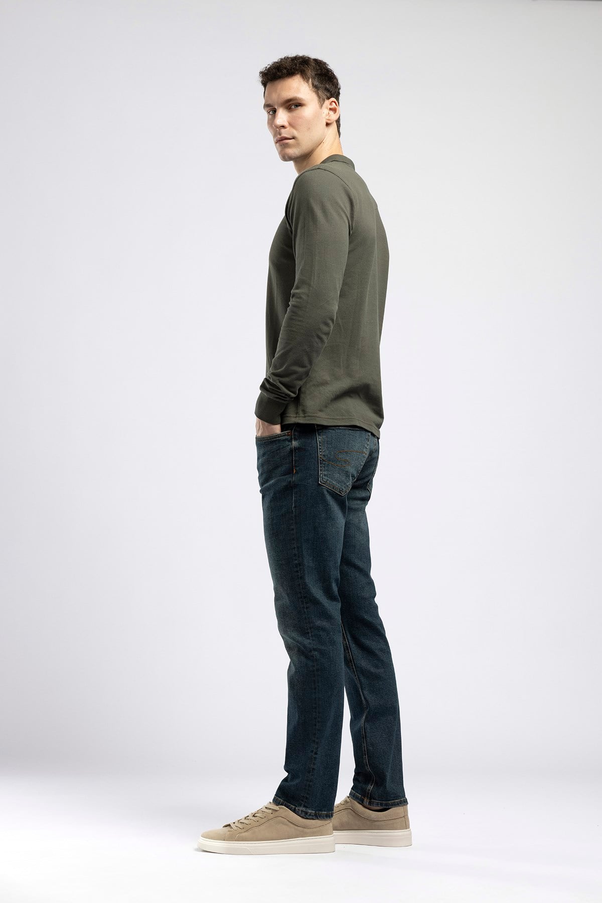 Jagger Erkek Slim Straight Jean Normal Bel Dar Kesim Jean Mavi