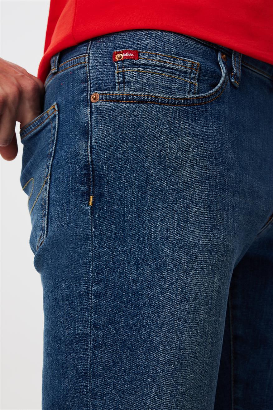 Jagger Erkek Slım Straıght Dar Kesim Normal Bel Düz Paça Jean Pantolon Mavi