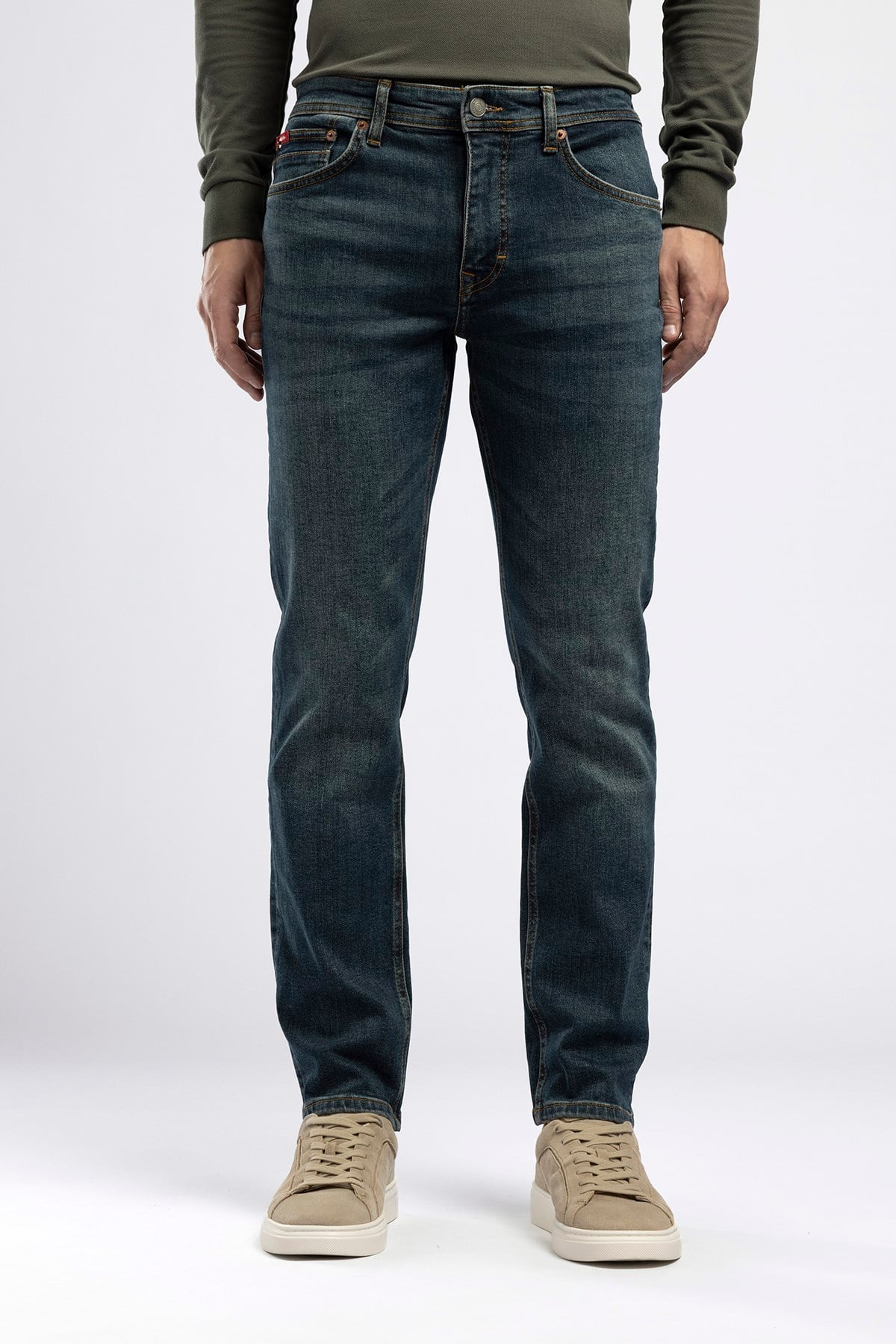 Jagger Erkek Slim Straight Jean Normal Bel Dar Kesim Jean Mavi