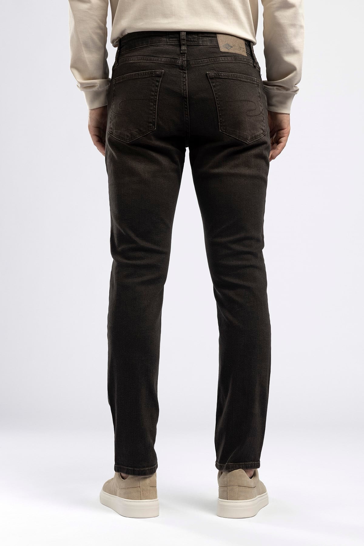 Jagger Erkek Slim Straight Normal Bel Dar Kesim Jean Kahverengi