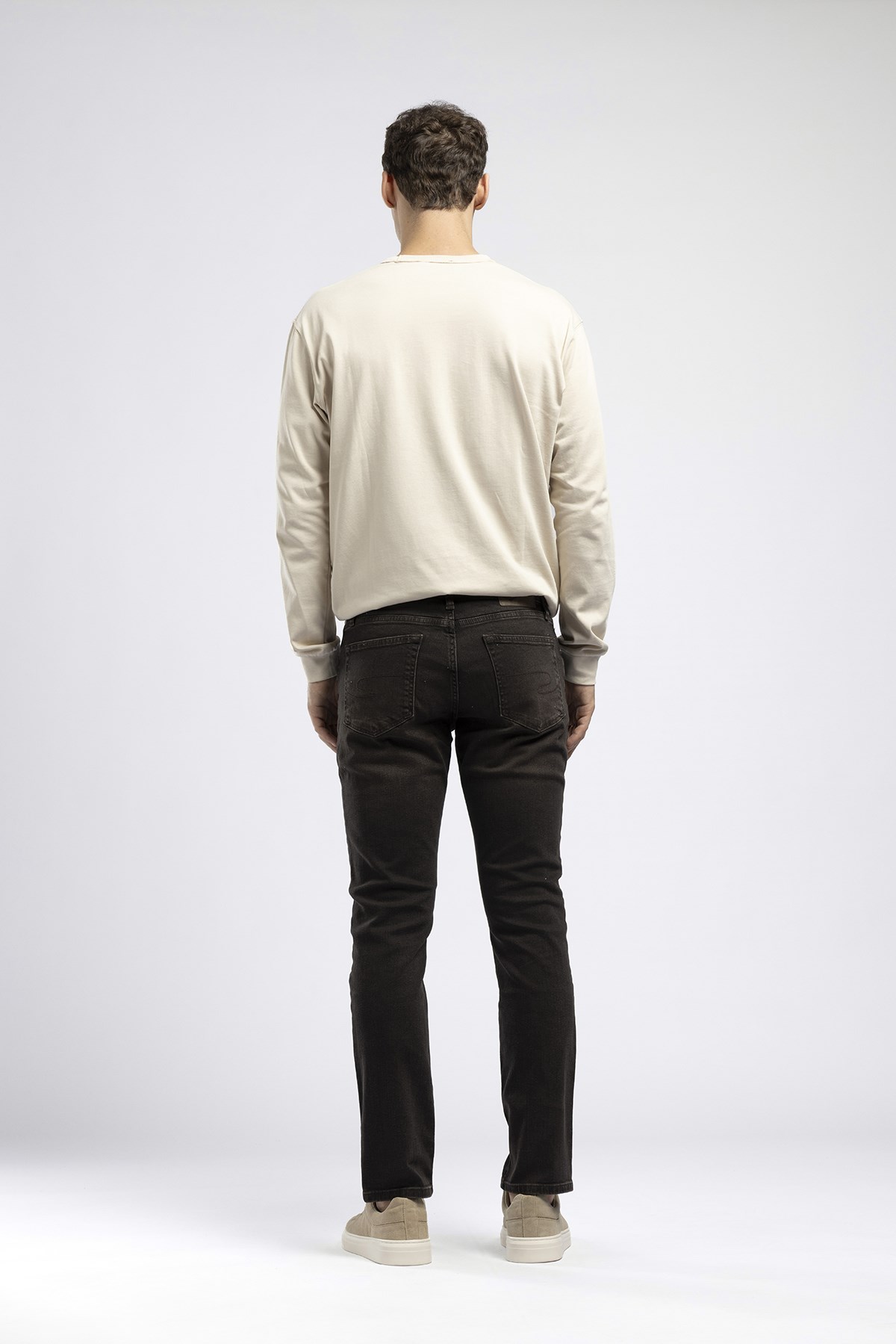 Jagger Erkek Slim Straight Normal Bel Dar Kesim Jean Kahverengi