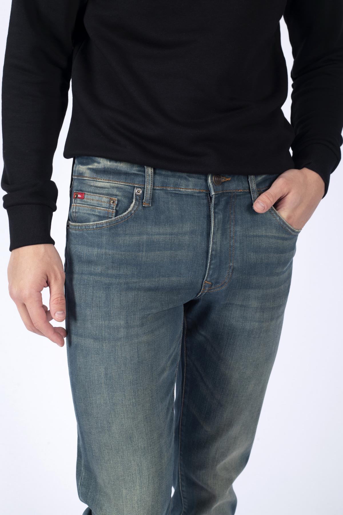 Jagger Erkek Slım Straıght Dar Kesim Normal Bel Düz Paça Jean Pantolon Mavi