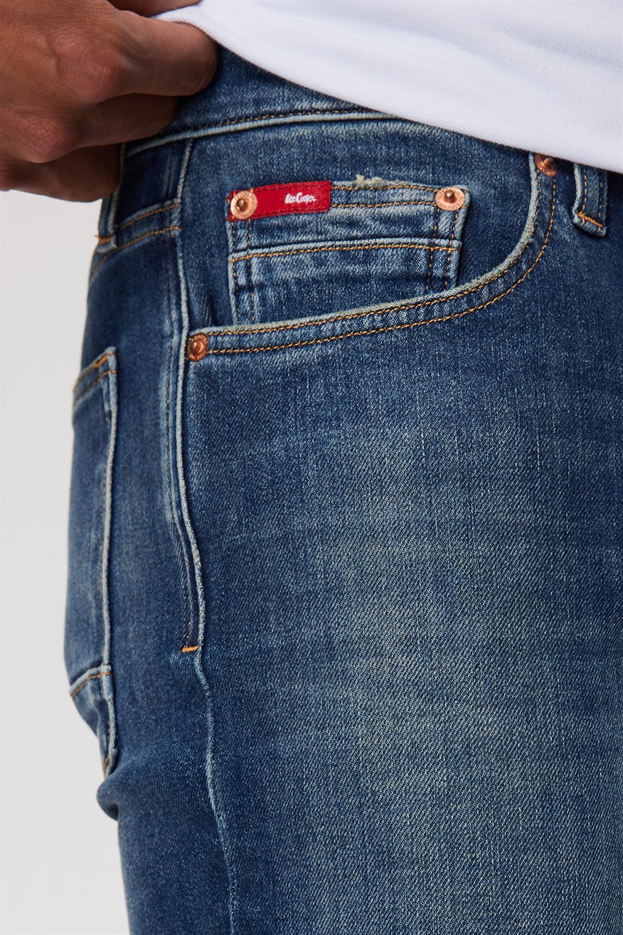 Jagger Erkek Slım Straıght Dar Kesim Normal Bel Düz Paça Jean Pantolon Mavi