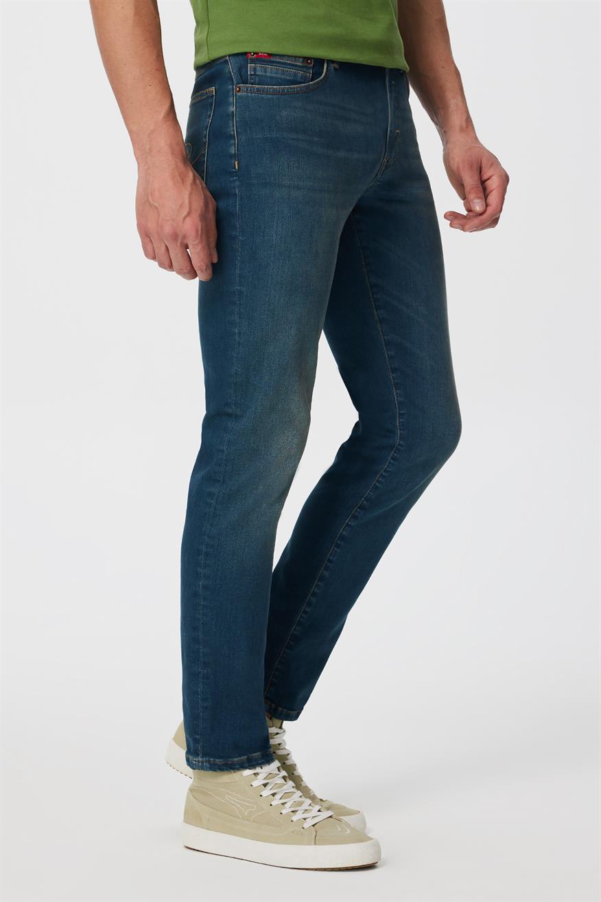 Jagger Erkek Slım Straıght Dar Kesim Normal Bel Düz Paça Jean Pantolon Mavi
