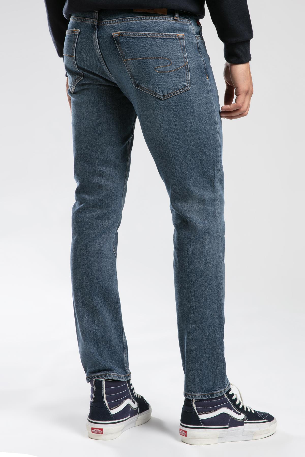 Jagger Erkek Slım Straıght Dar Kesim Normal Bel Düz Paça Jean Pantolon Mavi