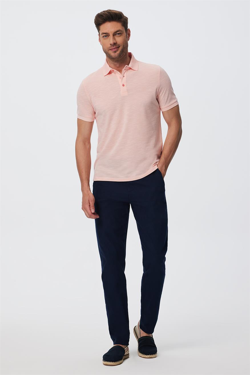 Jake Erkek %100 Pamuk Polo Yaka T-Shirt Pastel Pembe